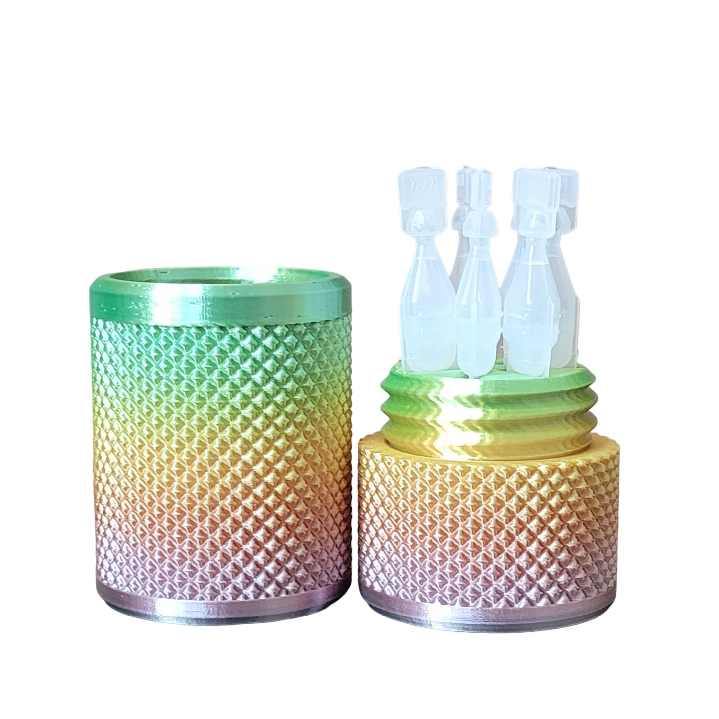 Eye Drop Vials Holder & Storage Case - Securely Store Seven (7) Single-Use Vials - Screw-On Lid, Knurled Pattern - Keep Vials Safe & Organized to Keep Track of Your Daily Usage