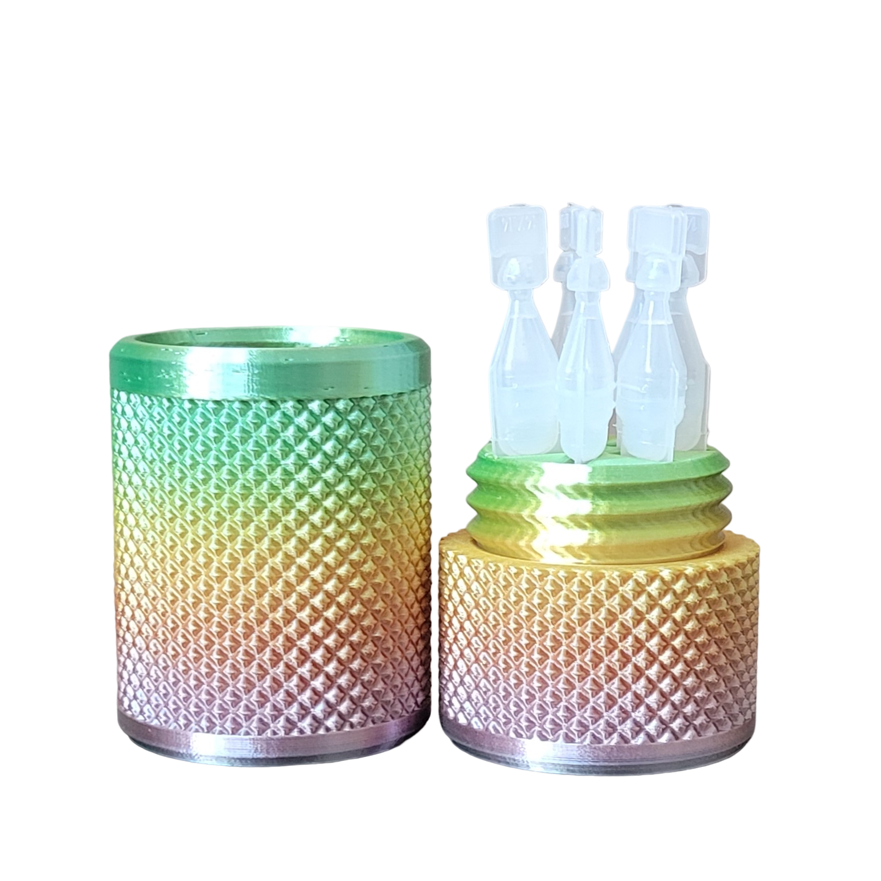 Eye Drop Vials Holder & Storage Case - Securely Store Seven (7) Single-Use Vials - Screw-On Lid, Knurled Pattern - Keep Vials Safe & Organized to Keep Track of Your Daily Usage