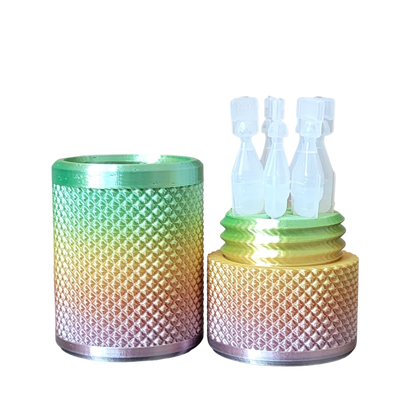 Eye Drop Vials Holder & Storage Case - Securely Store Seven (7) Single-Use Vials - Screw-On Lid, Knurled Pattern - Keep Vials Safe & Organized to Keep Track of Your Daily Usage