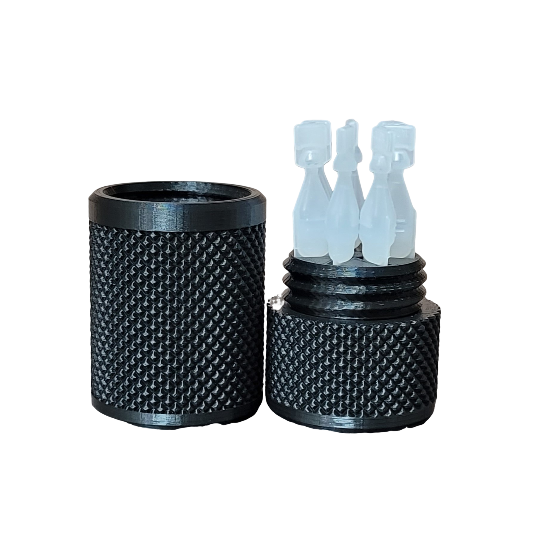 Eye Drop Vials Holder & Storage Case - Securely Store Seven (7) Single-Use Vials - Screw-On Lid, Knurled Pattern - Keep Vials Safe & Organized to Keep Track of Your Daily Usage