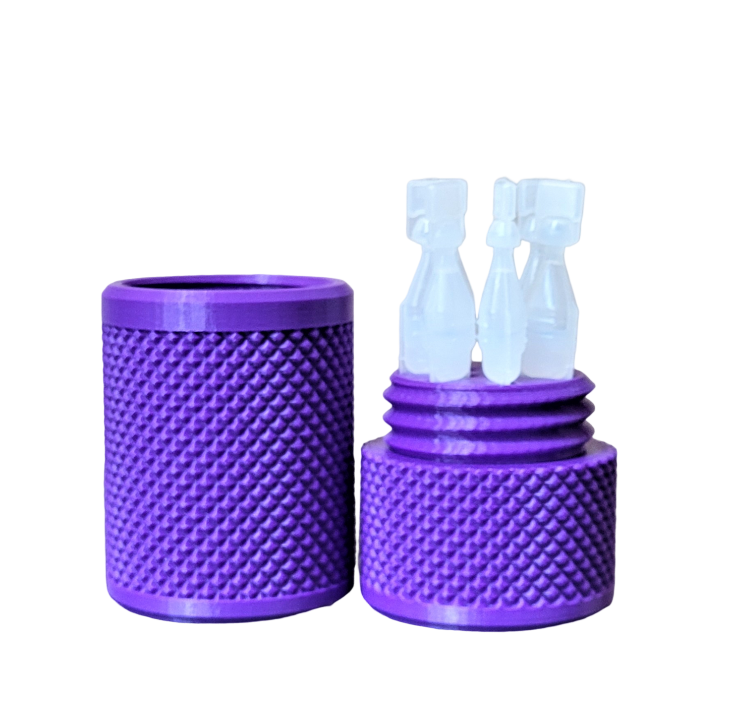 Eye Drop Vials Holder & Storage Case - Securely Store Seven (7) Single-Use Vials - Screw-On Lid, Knurled Pattern - Keep Vials Safe & Organized to Keep Track of Your Daily Usage