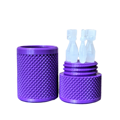 Eye Drop Vials Holder & Storage Case - Securely Store Seven (7) Single-Use Vials - Screw-On Lid, Knurled Pattern - Keep Vials Safe & Organized to Keep Track of Your Daily Usage