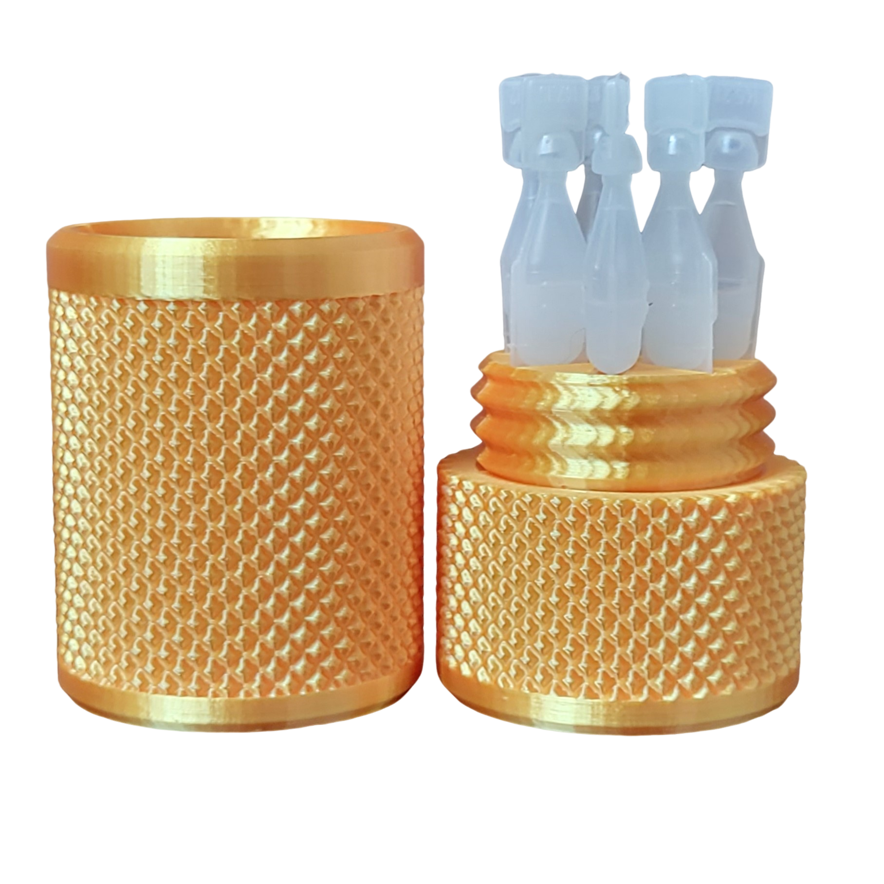 Eye Drop Vials Holder & Storage Case - Securely Store Seven (7) Single-Use Vials - Screw-On Lid, Knurled Pattern - Keep Vials Safe & Organized to Keep Track of Your Daily Usage