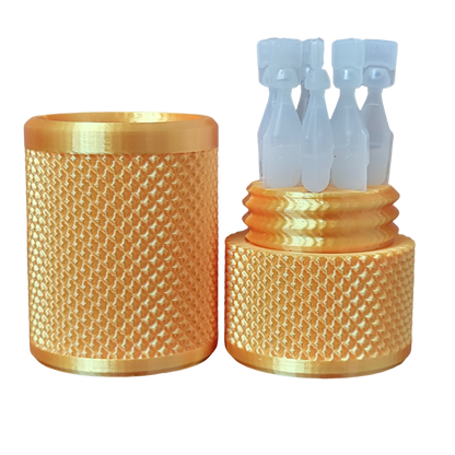 Eye Drop Vials Holder & Storage Case - Securely Store Seven (7) Single-Use Vials - Screw-On Lid, Knurled Pattern - Keep Vials Safe & Organized to Keep Track of Your Daily Usage