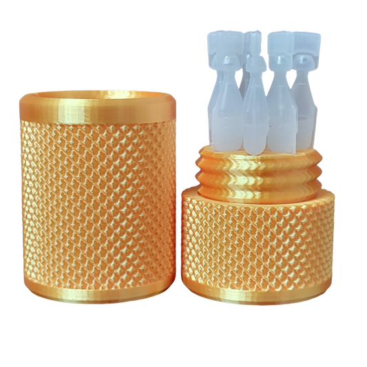 Eye Drop Vials Holder & Storage Case - Securely Store Seven (7) Single-Use Vials - Screw-On Lid, Knurled Pattern - Keep Vials Safe & Organized to Keep Track of Your Daily Usage