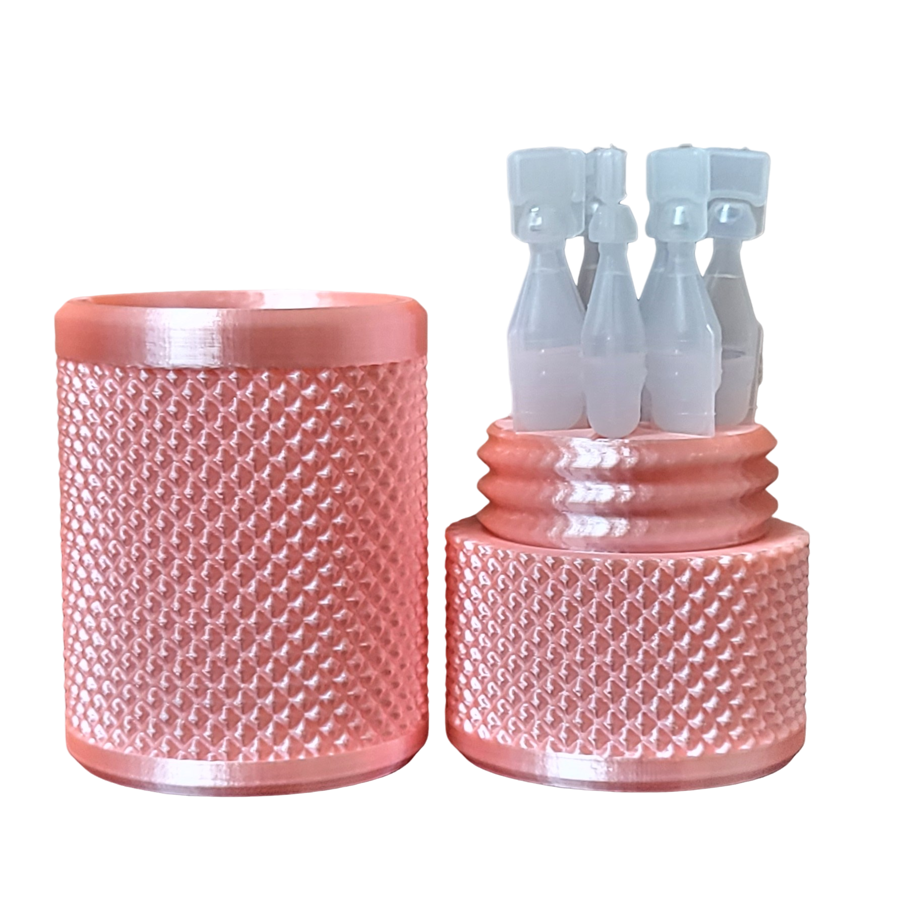 Eye Drop Vials Holder & Storage Case - Securely Store Seven (7) Single-Use Vials - Screw-On Lid, Knurled Pattern - Keep Vials Safe & Organized to Keep Track of Your Daily Usage