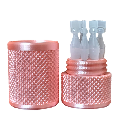 Eye Drop Vials Holder & Storage Case - Securely Store Seven (7) Single-Use Vials - Screw-On Lid, Knurled Pattern - Keep Vials Safe & Organized to Keep Track of Your Daily Usage