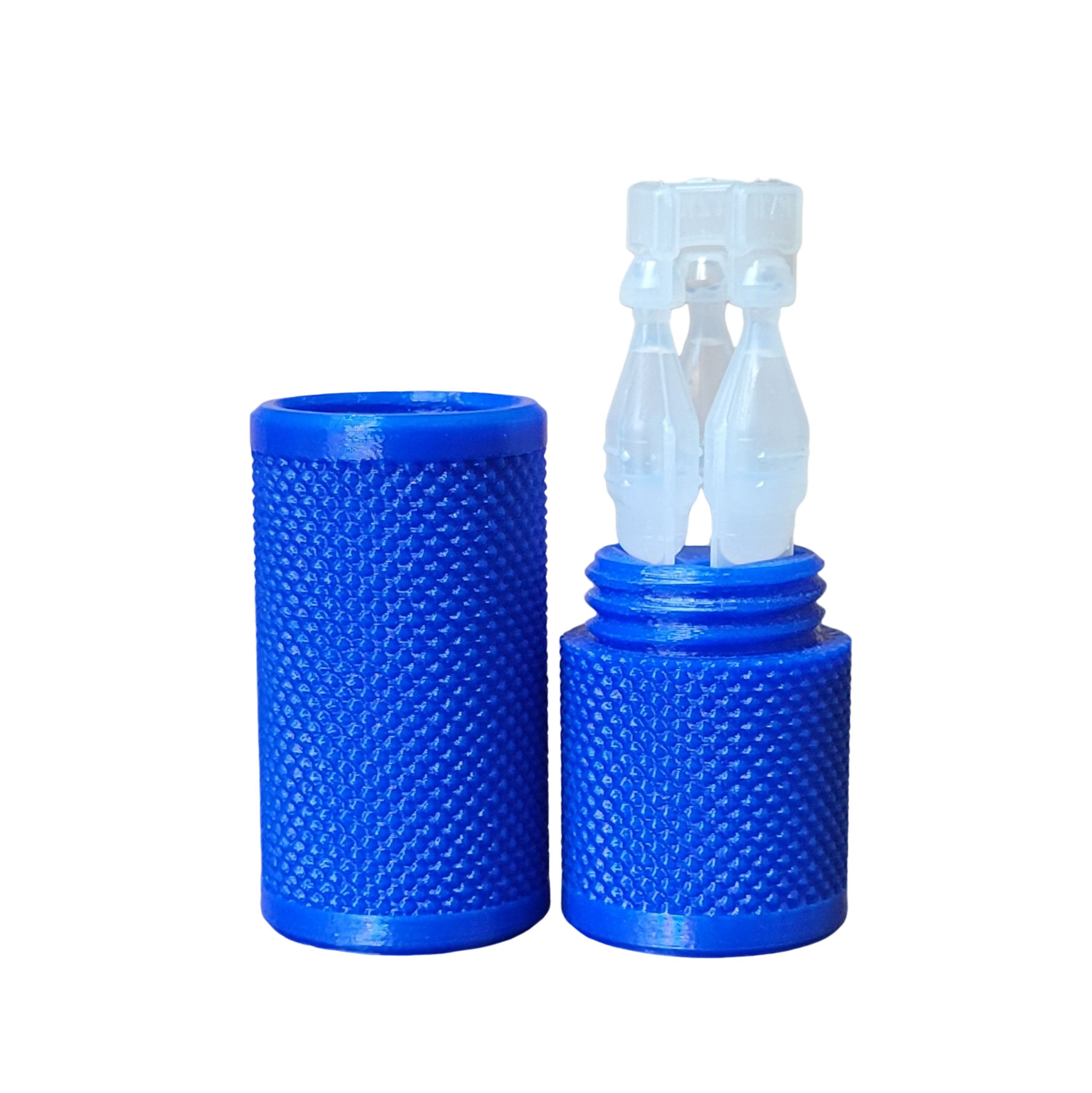 Znet3D Eye Drop Vial Holder & Travel Carry Case - Securely Holds Three (3) Single-Use Vials - Screw-On Lid, Knurled Pattern - Keep Vials Safe & Secure While Traveling