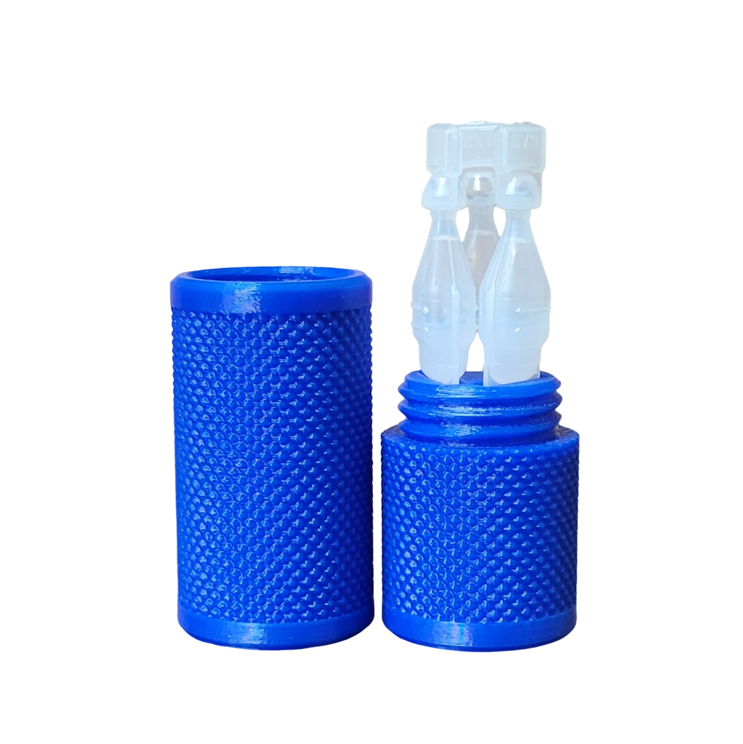 Znet3D Eye Drop Vial Holder & Travel Carry Case - Securely Holds Three (3) Single-Use Vials - Screw-On Lid, Knurled Pattern - Keep Vials Safe & Secure While Traveling