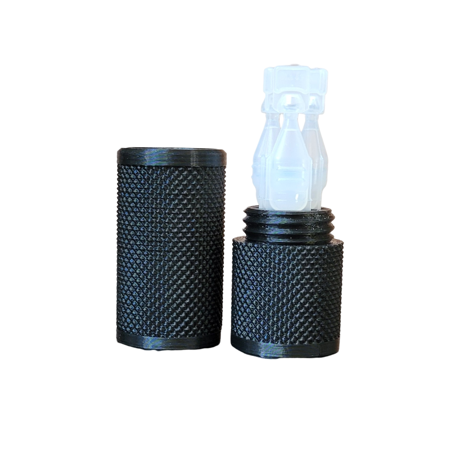 Znet3D Eye Drop Vial Holder & Travel Carry Case - Securely Holds Three (3) Single-Use Vials - Screw-On Lid, Knurled Pattern - Keep Vials Safe & Secure While Traveling