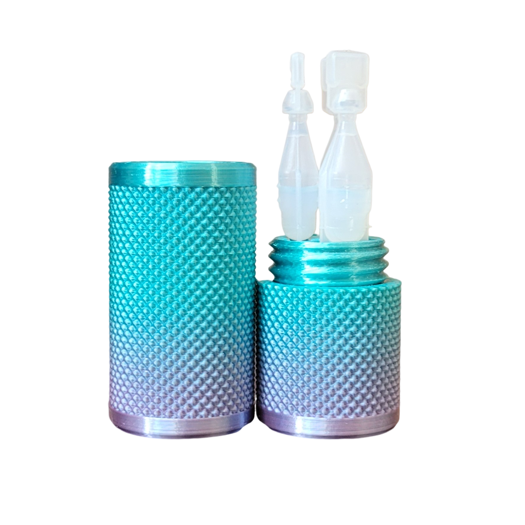 Znet3D Eye Drop Vial Holder & Travel Carry Case - Securely Holds Three (3) Single-Use Vials - Screw-On Lid, Knurled Pattern - Keep Vials Safe & Secure While Traveling