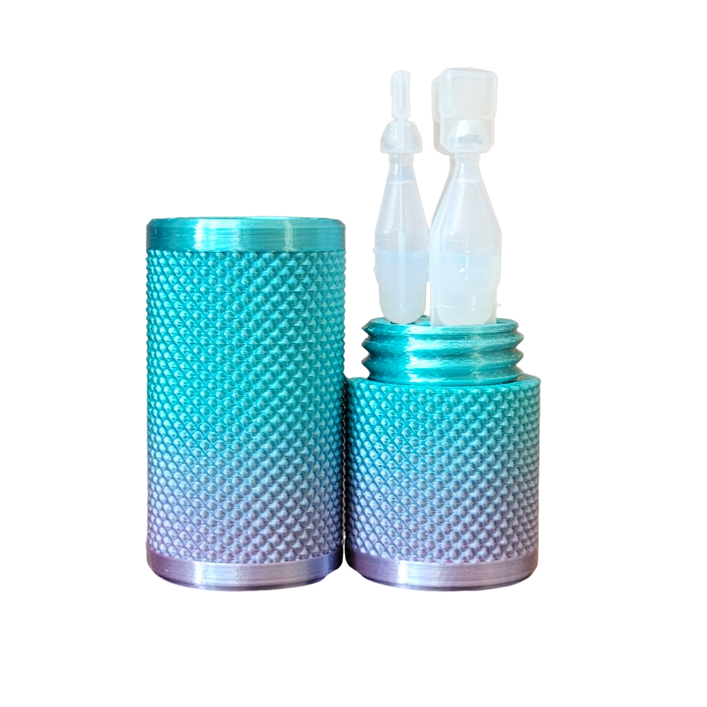 Znet3D Eye Drop Vial Holder & Travel Carry Case - Securely Holds Three (3) Single-Use Vials - Screw-On Lid, Knurled Pattern - Keep Vials Safe & Secure While Traveling