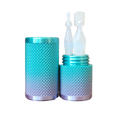 Znet3D Eye Drop Vial Holder & Travel Carry Case - Securely Holds Three (3) Single-Use Vials - Screw-On Lid, Knurled Pattern - Keep Vials Safe & Secure While Traveling