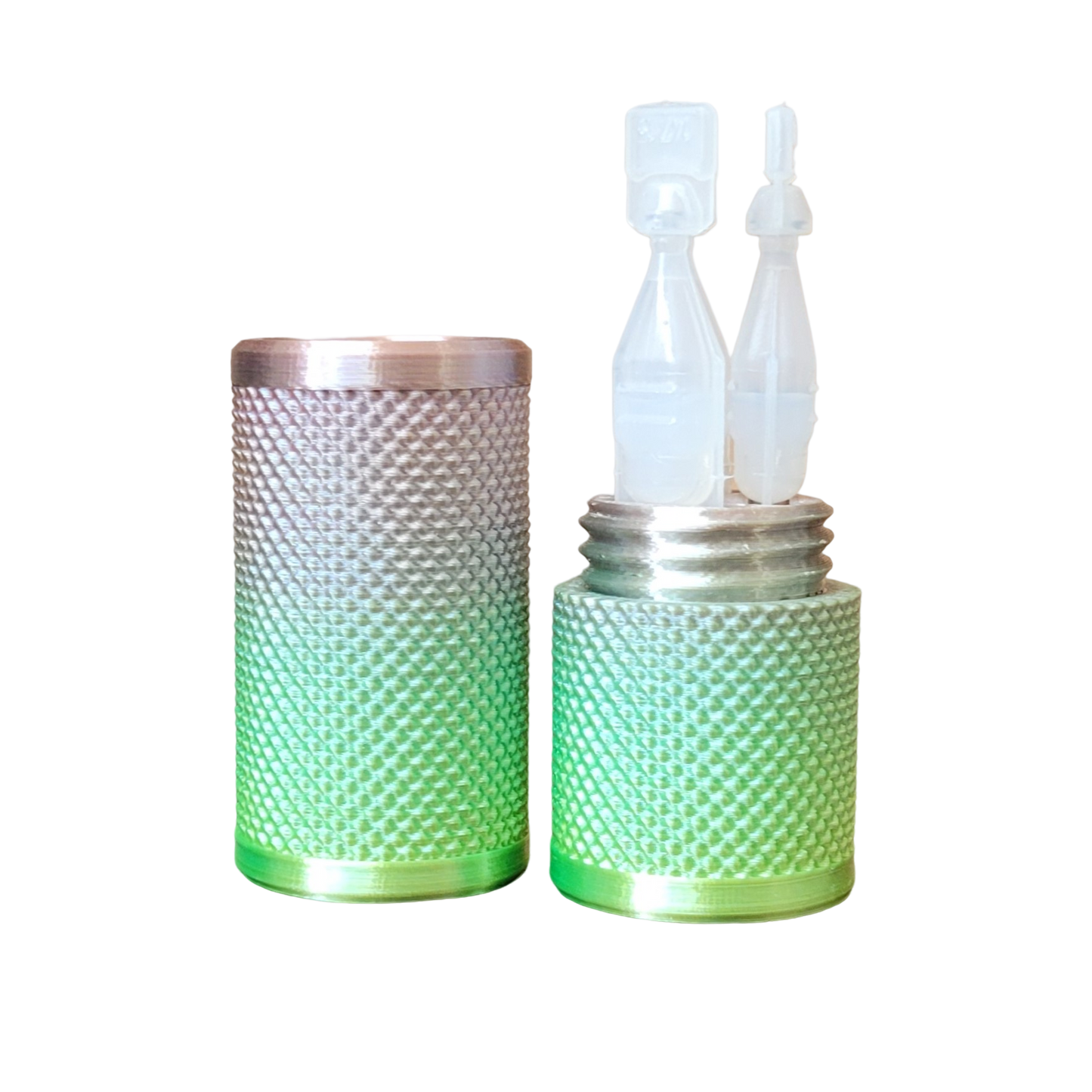 Znet3D Eye Drop Vial Holder & Travel Carry Case - Securely Holds Three (3) Single-Use Vials - Screw-On Lid, Knurled Pattern - Keep Vials Safe & Secure While Traveling