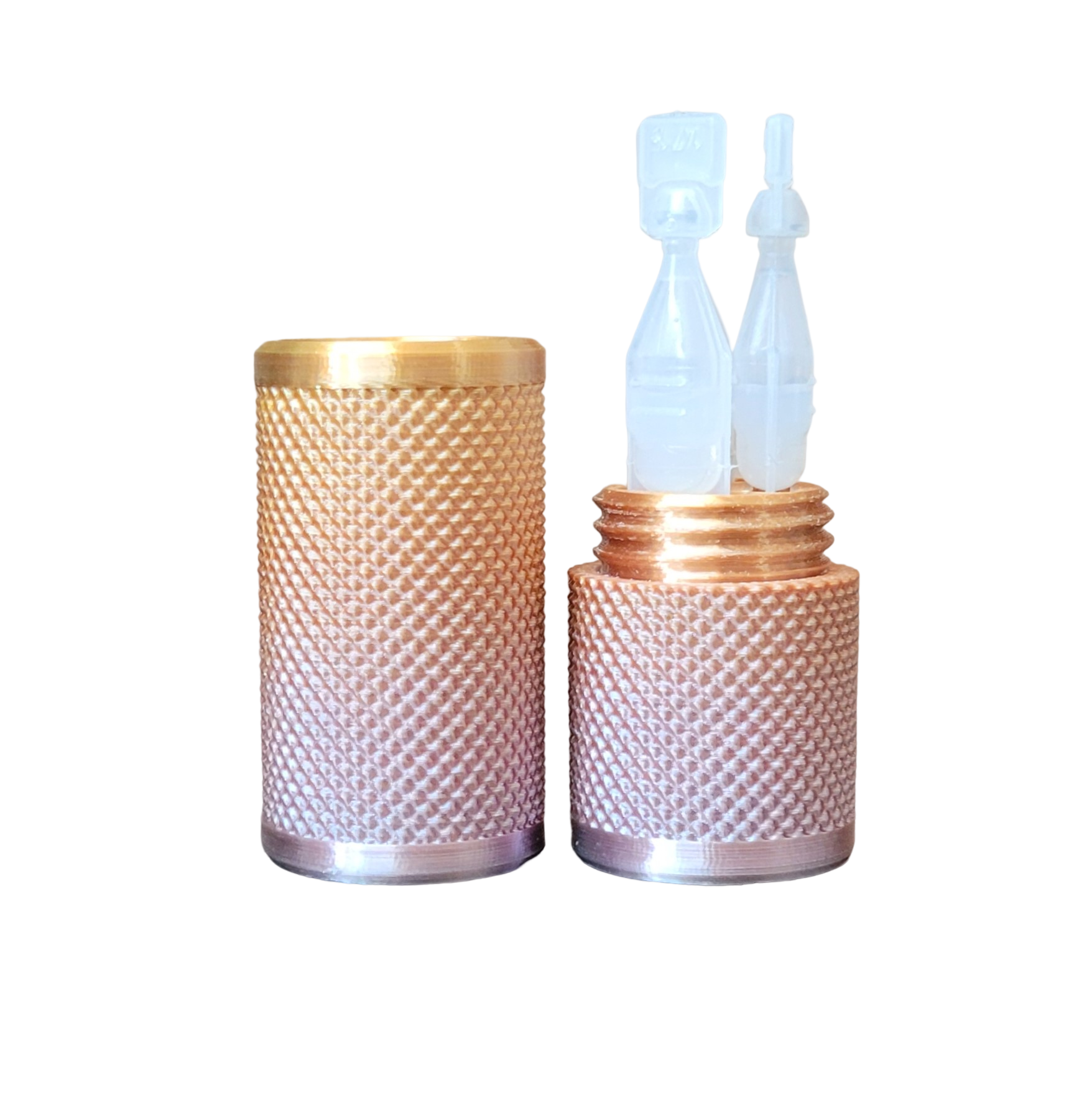 Znet3D Eye Drop Vial Holder & Travel Carry Case - Securely Holds Three (3) Single-Use Vials - Screw-On Lid, Knurled Pattern - Keep Vials Safe & Secure While Traveling