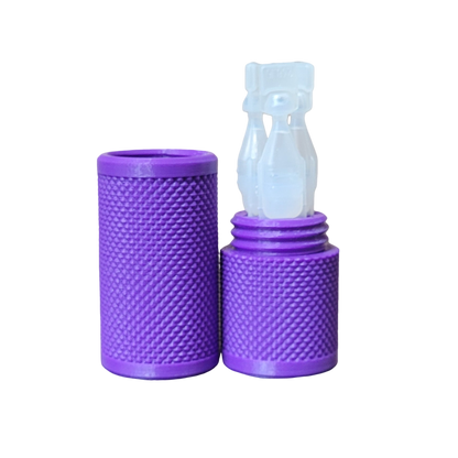 Znet3D Eye Drop Vial Holder & Travel Carry Case - Securely Holds Three (3) Single-Use Vials - Screw-On Lid, Knurled Pattern - Keep Vials Safe & Secure While Traveling