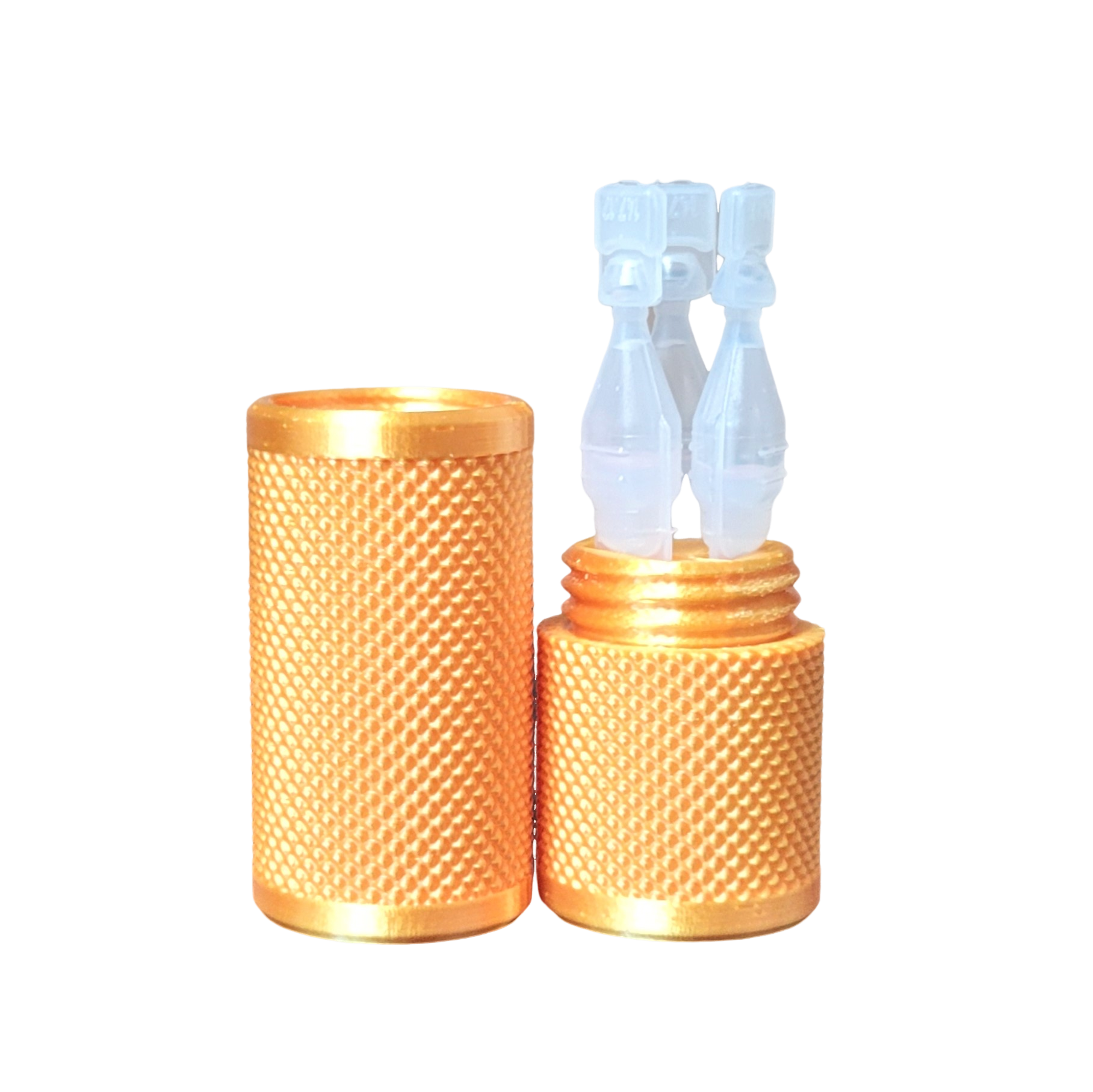 Znet3D Eye Drop Vial Holder & Travel Carry Case - Securely Holds Three (3) Single-Use Vials - Screw-On Lid, Knurled Pattern - Keep Vials Safe & Secure While Traveling