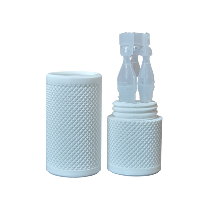 Znet3D Eye Drop Vial Holder & Travel Carry Case - Securely Holds Three (3) Single-Use Vials - Screw-On Lid, Knurled Pattern - Keep Vials Safe & Secure While Traveling