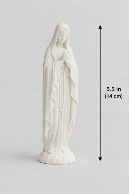 Our Lady of Lourdes Blessed Virgin Mary Statue Sculpture Figure - Made in USA - Blessed Virgin Mother Mary Décor Figurine - 5 1/2 inch Tall - Znet3D