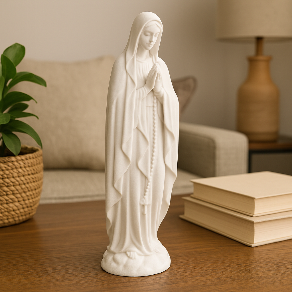 Our Lady of Lourdes Blessed Virgin Mary Statue Sculpture Figure - Made in USA - Blessed Virgin Mother Mary Décor Figurine - 5 1/2 inch Tall - Znet3D