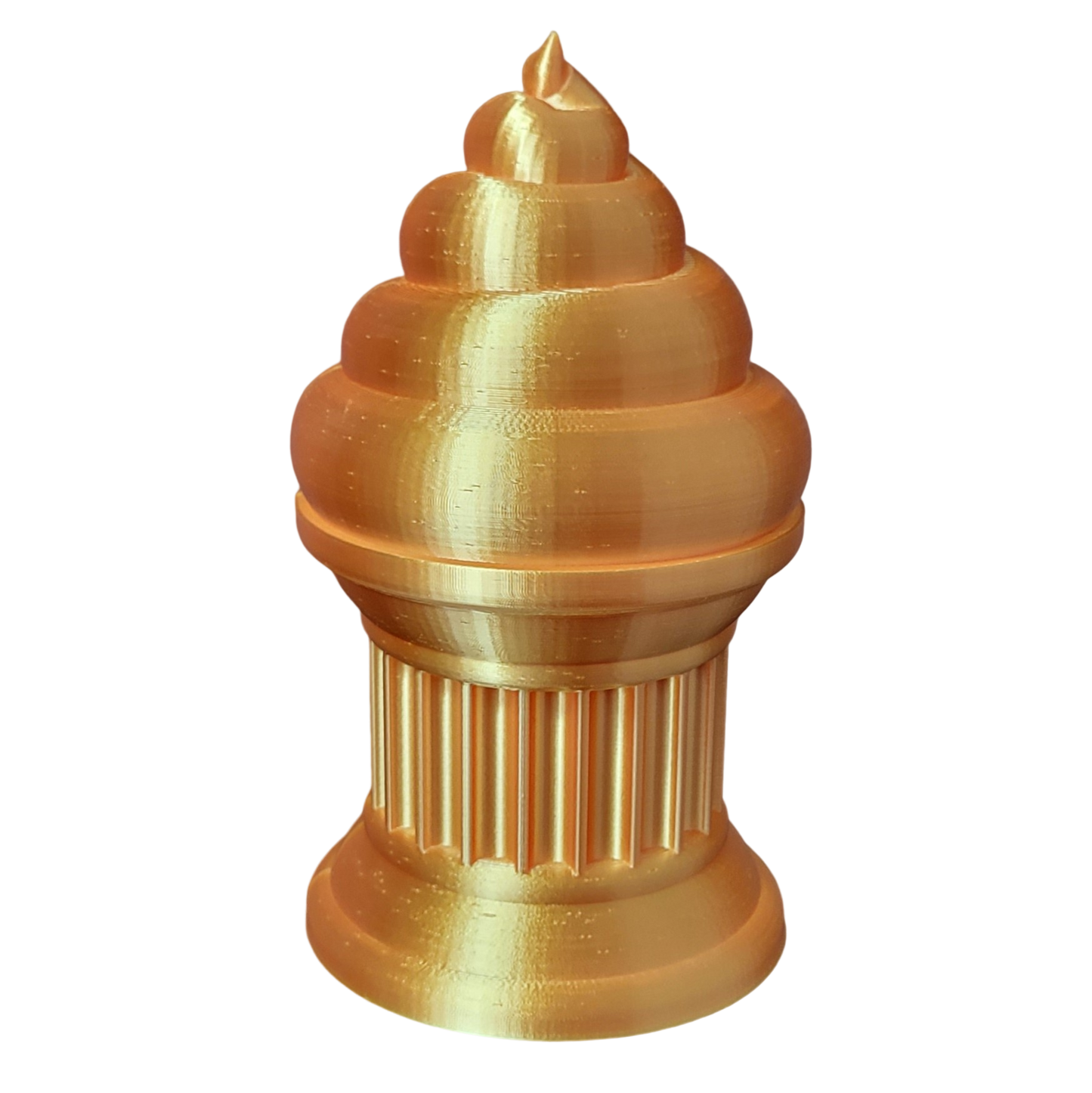 Znet3D Poop Emoji Trophy - Perfect Award or Gift - Handmade w/Additive Manufacturing - 6" inches Tall - Featuring a Solid Poop Emoji Secured on a Column Pillar (Silk Gold)