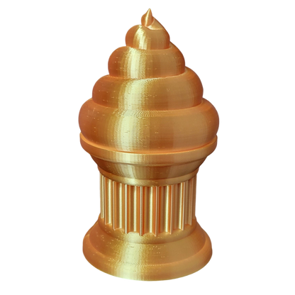 Znet3D Poop Emoji Trophy - Perfect Award or Gift - Handmade w/Additive Manufacturing - 6" inches Tall - Featuring a Solid Poop Emoji Secured on a Column Pillar (Silk Gold)