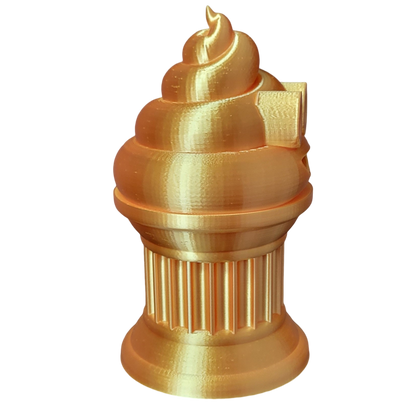 Znet3D Poop Emoji Trophy - Perfect Award or Gift - Handmade w/Additive Manufacturing - 6" inches Tall - Featuring a Solid Poop Emoji Secured on a Column Pillar (Silk Gold)